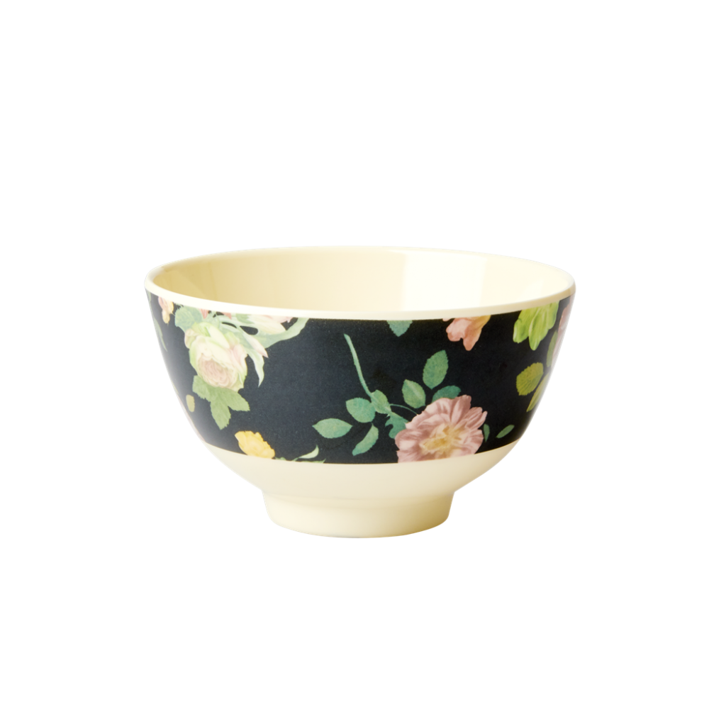 Dark Rose Print Small Melamine Bowl By Rice DK